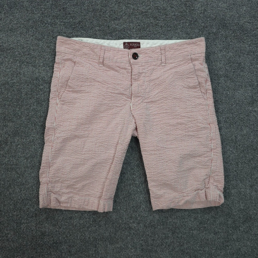 Luigi Fusaro Shorts Mens TG 48 32 Pink Striped Seersucker Bermuda Italy Designer